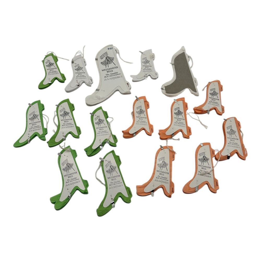 Lot of 16 Vintage‎ Beistle Westminster Paper Bells Honeycomb White Orange Green